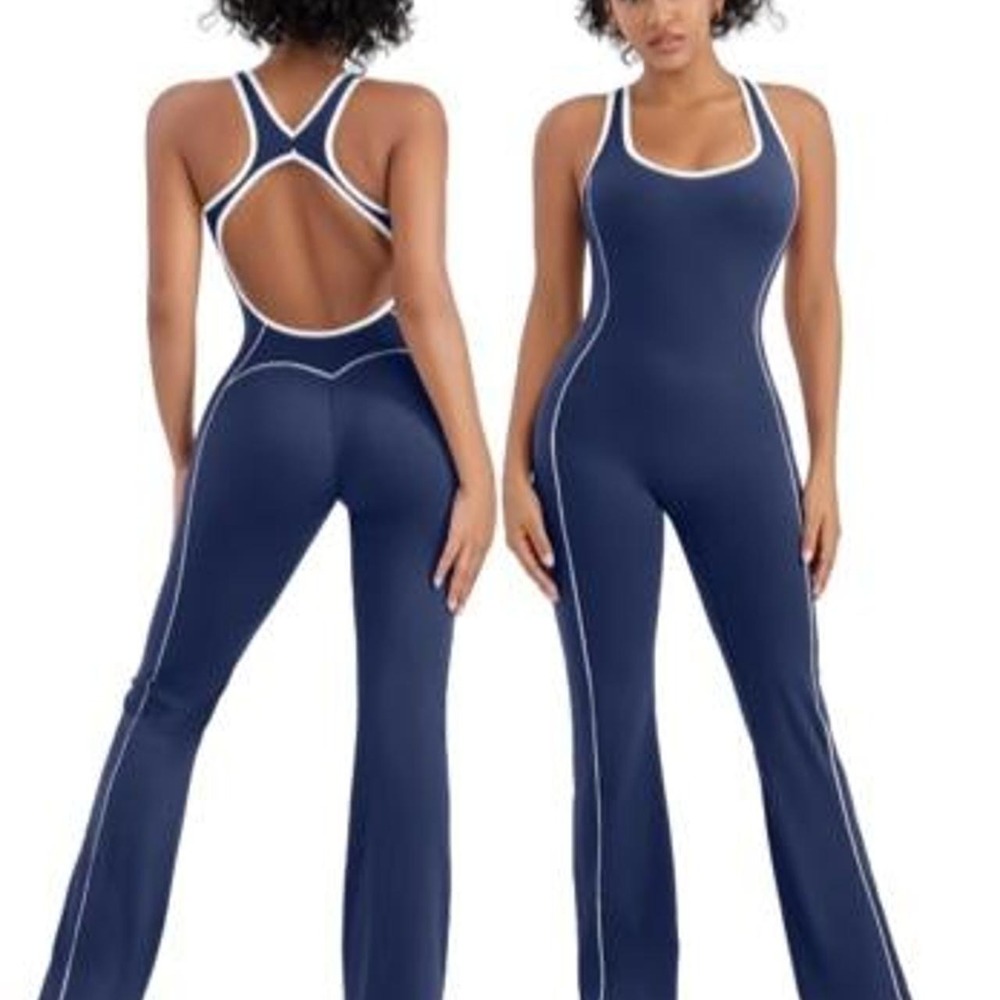 Flare Jumpsuits for Women Sidebar Sports Sleeveless Romper Backless
